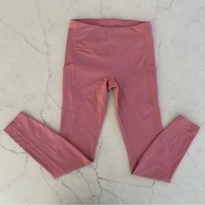 Athleta Ultimate Stash Pocket Tights Leggings Rose Pink Color Small